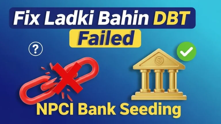 Step-by-step guide to fix Ladki Bahin DBT Failed status: A woman successfully verifying her NPCI Bank Seeding status on a smartphone.